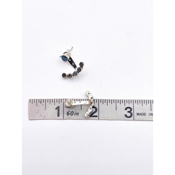 Sterling Silver Labradorite Ear Jacket Earrings Multi Stone Boho Artisan OOAK - Picture 6 of 6